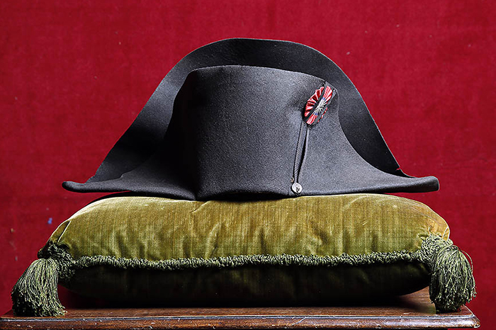 FONTAINEBLEAU, FRANCE - NOVEMBER 12:  A Napoleon's hat from the Napoleonic collection of the Palais de Monaco is displayed on November 12, 2014 in Fontainebleau, France. The estimate of this Napoleon hat is 500,000 euros ($ 623,000) for the sale of the auction this weekend. The sale of the Palace of Monaco?s extraordinary Napoleonic Collection, organized by the Osenat and Binoche & Giquello auction firms will take place in Fontainebleau on 15 and 16 November 2014. This collection, running to nearly 1000 lots, was assembled by Prince Louis II (1870-1949) at the start of the 20th century and enriched by Prince Rainier III. (Photo by Chesnot/Getty Images)